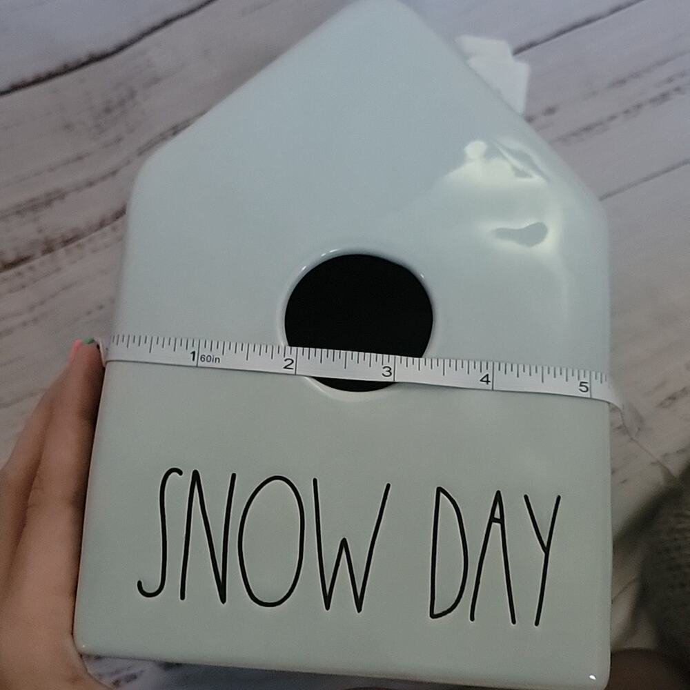Rae Dunn Light Blue Snow Day Ceramic Birdhouse House Shaped Winter Decoration - Picture 11 of 12